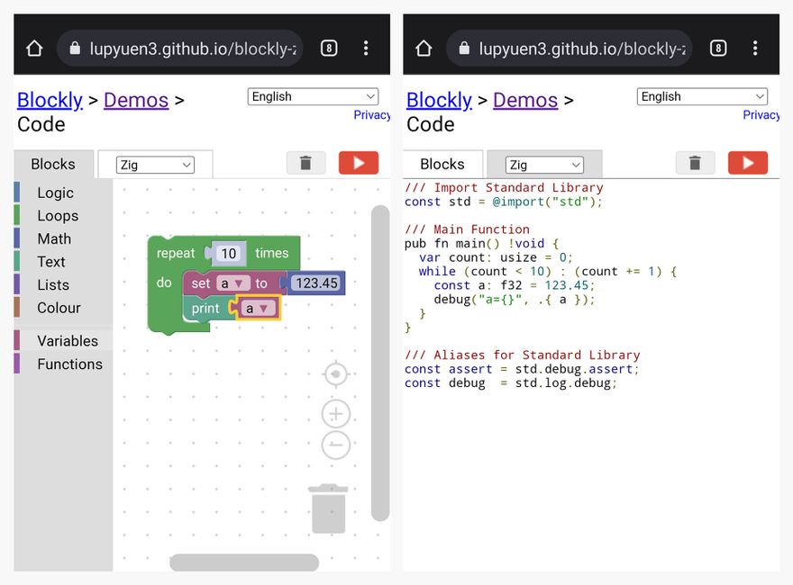 Blocky on Mobile Web Browser
