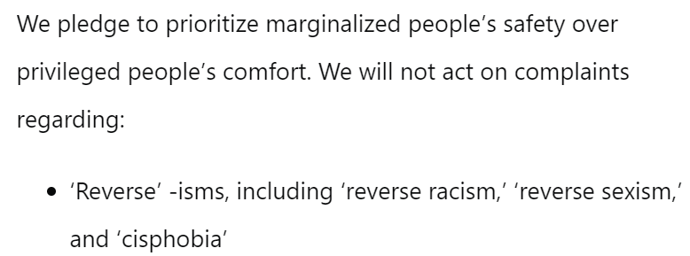 A very racist/sexist/cisphobic Code of Conduct policy